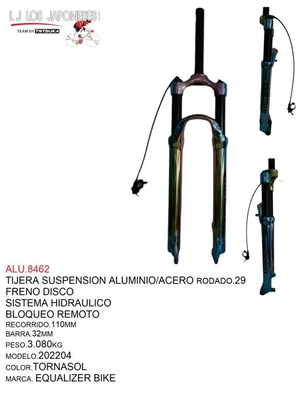 ALU.8462 TIJERA R-29 SUSPENSION HIDRAULICO FRENO DISCO C/BLOQUEO REMOTO BIKE TORNASOL