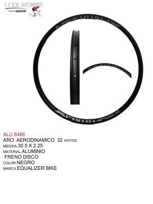 ARO  30.5 X 2.25  ALUMINIO  MARCA  EQUALIZER BIKE  FRENO DISCO