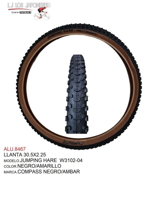 LLANTA 30.5 X 2.25  NEGRO/AMBAR  MARCA  COMPASS