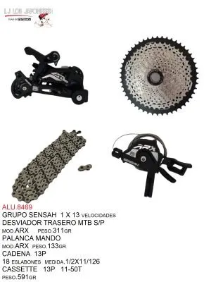 GRUPO DE CAMBIOS  MARCA  SENSAH  1 X 13 VELOCIDADES