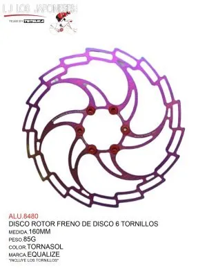 ALU.8480 ROTOR PEAK 160MM 6 TORNILLOS F/DISCO EQUALIZER BIKE TORNASOL