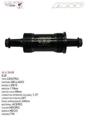 EJE CENTRO SELLADO 118MM NECO -TW  68X118X1.37X24T