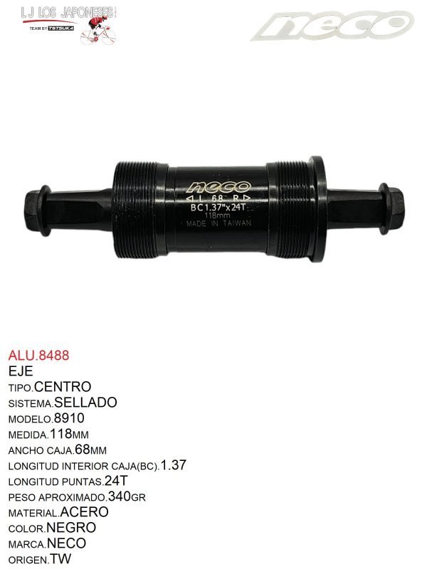 EJE CENTRO SELLADO 118MM NECO -TW  68X118X1.37X24T