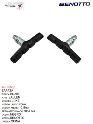 ZAPATAS DE FRENO V BRAKE NEGRA 70 X 12.5 MM