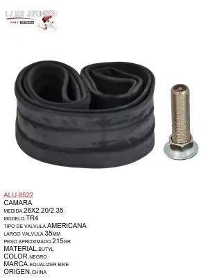 CAMARA 26X2.20/2.35 EQUALIZER BIKE BUTYL TR-04A 35MMX45MM