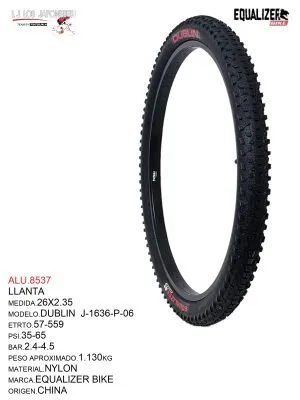 ALU.8537 LLANTA 26X2.35 NEGRO EQUALIZER BIKE MOD. DUBLIN