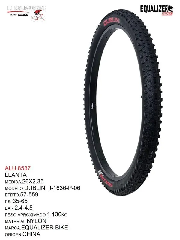 ALU.8537 LLANTA 26X2.35 NEGRO EQUALIZER BIKE MOD. DUBLIN
