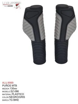 PUÑOS SZ-086 MTB TPR KRATON 130MM  NEGRO/GRIS  TG BIKE