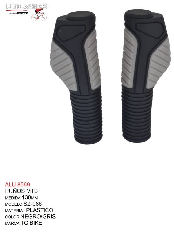 ALU.8569 PUÑOS SZ-086 MTB TPR KRATON 130MM NEGRO/GRIS TG BIKE