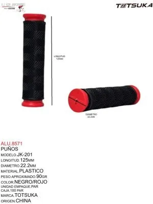 ALU.8571 PUÑOS DE PLASTICO NEGRO/ROJO MARCA TOTSUKA 125X22.2 MOD. JK-201