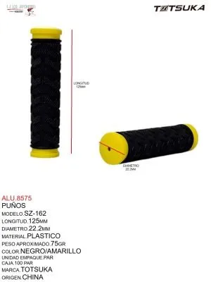 PUÑOS DE PLASTICO NEGRO/AMARILLO MARCA TOTSUKA 125X22.2 MOD. SZ-162