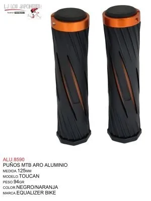 ALU.8590 PUÑOS MTB 125MM MODELO TOUCAN MARCA EQUALIZER NEGRO/NARANJA