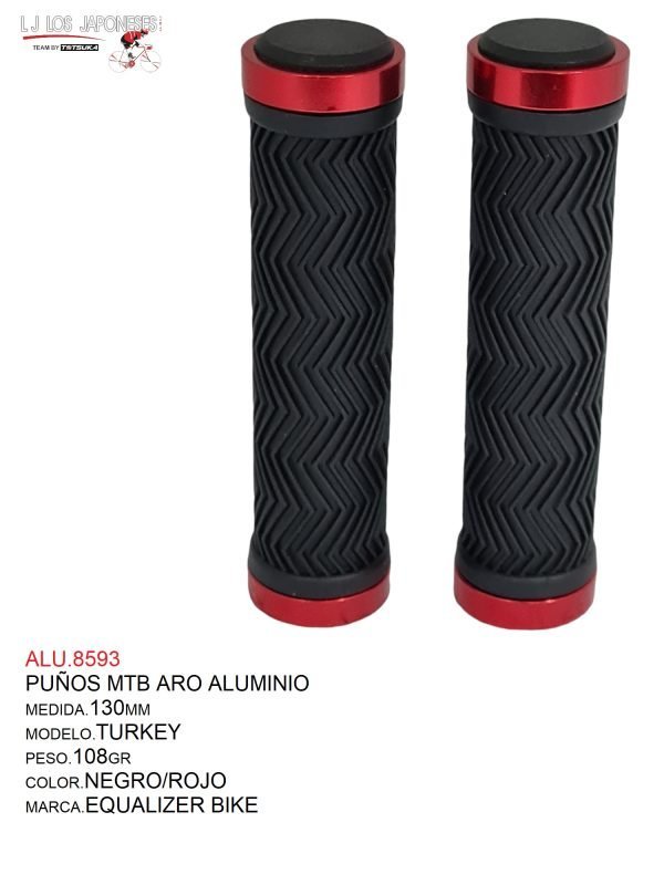 PUÑOS MTB 130MM MODELO TURKEY MARCA EQUALIZER NEGRO/ROJO