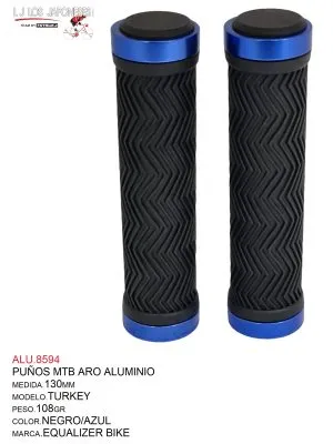 ALU.8594 PUÑOS MTB 130MM MODELO TURKEY MARCA EQUALIZER NEGRO/AZUL