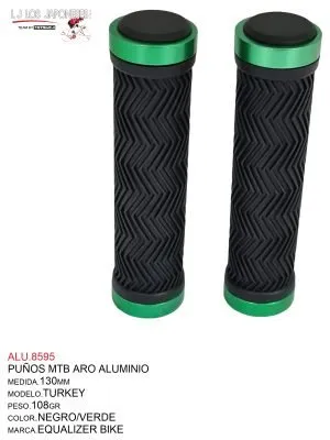ALU.8595 PUÑOS MTB 130MM MODELO TURKEY MARCA EQUALIZER NEGRO/VERDE