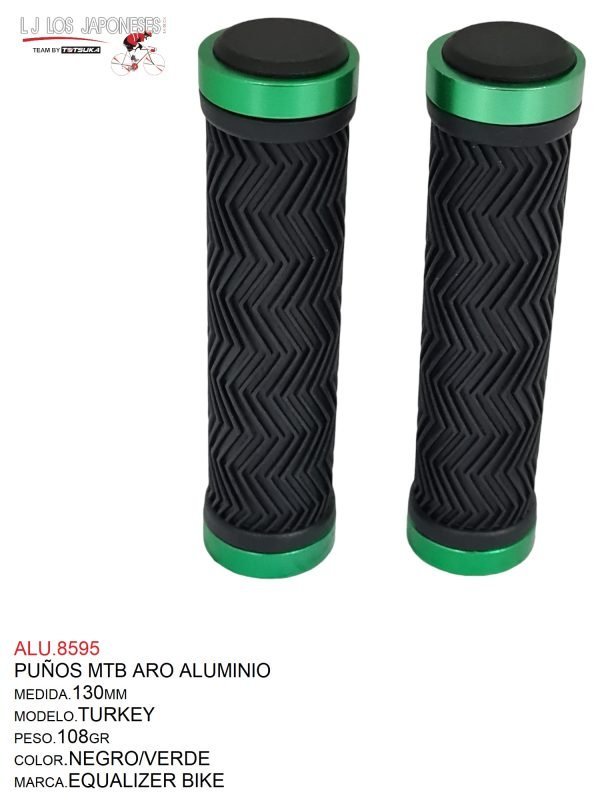 PUÑOS MTB 130MM MODELO TURKEY MARCA EQUALIZER NEGRO/VERDE