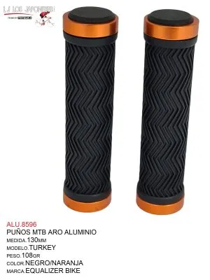 ALU.8596 PUÑOS MTB 130MM MODELO TURKEY MARCA EQUALIZER NEGRO/NARANJA
