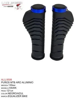 ALU.8598 PUÑOS MTB 130MM MODELO HAWK MARCA EQUALIZER NEGRO/AZUL