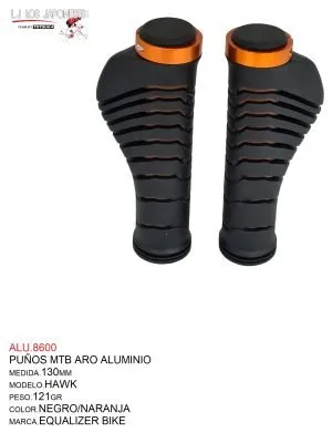 ALU.8600 PUÑOS MTB 130MM MODELO HAWK MARCA EQUALIZER NEGRO/NARANJA