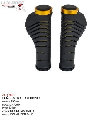 PUÑOS MTB 130MM MODELO HAWK MARCA EQUALIZER NEGRO/AMARILLO