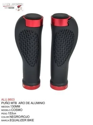 ALU.8603 PUÑO MTB 130MM MODELO COSMOS MARCA EQUALIZER NEGRO/ROJO