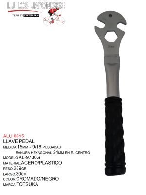 LLAVE PEDAL 15-16/15-17MM KL-9730G  TOTSUKA CHINA GRIS/NEGRO