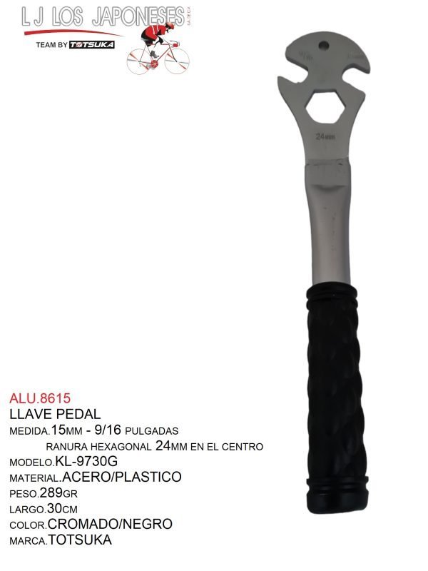 ALU.8615 LLAVE PEDAL 15-16/15-17MM KL-9730G TOTSUKA CHINA GRIS/NEGRO