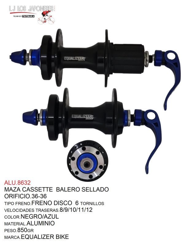 MAZA CASSETTE  36 -36  FRENO DISCO MTB BALERO SELLADO  EQUALIZER BIKE  NEGRO/AZUL