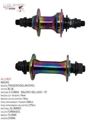 MAZA CASSETTE 36-36 BMX 14MM-9T TORNASOL  BALERO SELLADO ALUMINIO TOTSUKA PAR