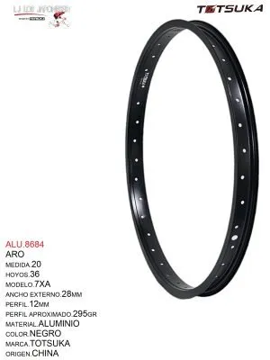 ARO 20X36 ALUMINIO NEGRO 7XA ANCHO TOTSUKA