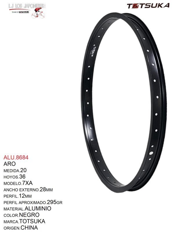ALU.8684 ARO 20X36 ALUMINIO NEGRO 7XA ANCHO TOTSUKA
