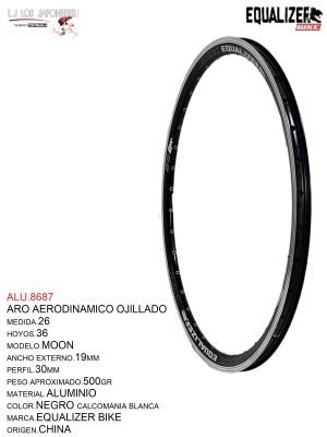 ARO 26X36 AERODINAMICO NEGRO OJILLADO  MOD. MOON EQUALIZER BIKE