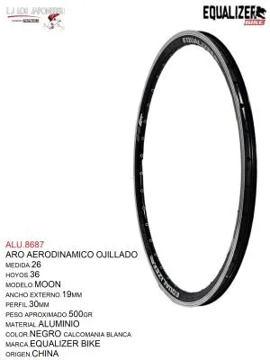 ARO 26X36 AERODINAMICO NEGRO OJILLADO  MOD. MOON EQUALIZER BIKE