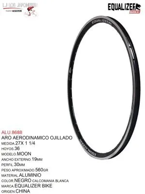 ARO 27X36 AERODINAMICO EQUALIZER BIKE NEGRO MOD. MOON OJILLADO