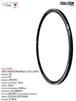 ARO 28X36 AERODINAMICO OJILLADO NEGRO CALCOMANIA BLANCA MOON OJILLADO EQUALIZER