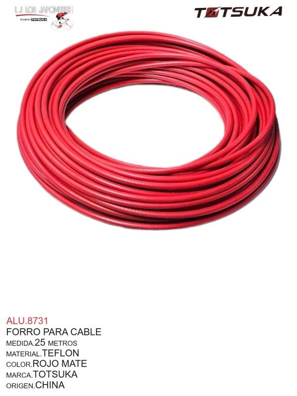 ALU.8731-2 FORRO CABLE TEFLON 25 METROS CHINO ROJO