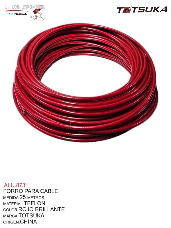 ALU.8731 FORRO CABLE TEFLON 25 METROS CHINO ROJO