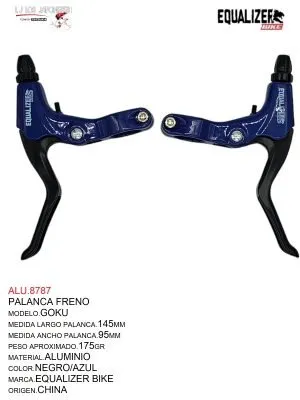 ALU.8787 PALANCA FRENO ALUMINIO MARCA EQUALIZER MODELO GOKU NEGRO/AZUL