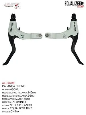 ALU.8788 PALANCA FRENO ALUMINIO MARCA EQUALIZER NEGRO/BLANCO