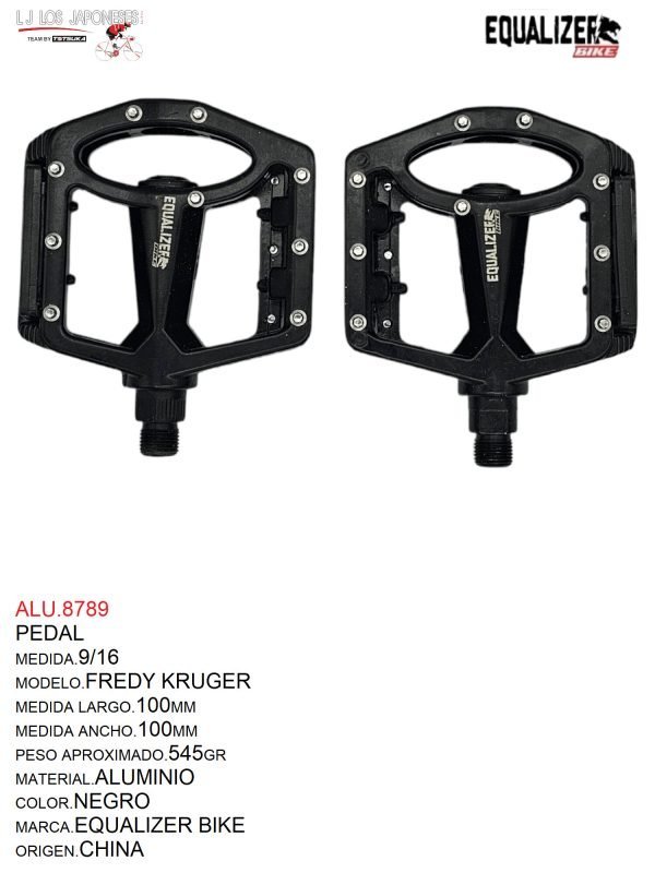 ALU.8789-2 Pedales 9/16, Modelo Fredy Kruger, Color Negro, Marca Equalizer Bike
