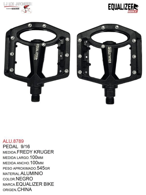 ALU.8789 Pedales 9/16, Modelo Fredy Kruger, Color Negro, Marca Equalizer Bike
