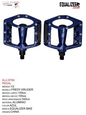 Pedales 1/2, Modelo Fredy Kruger, Color Azul, Marca Equalizer Bike