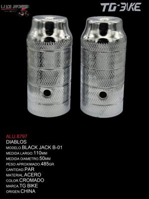 DIABLOS B-01 ACERO 50X110MM MARCA TG BIKE MODELO BLACK JACK CROMADO PAR
