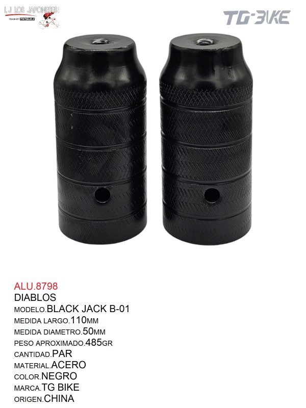ALU.8798 DIABLOS B-01 ACERO 50X110MM MARCA TG BIKE MODELO BLACK JACK NEGRO PAR