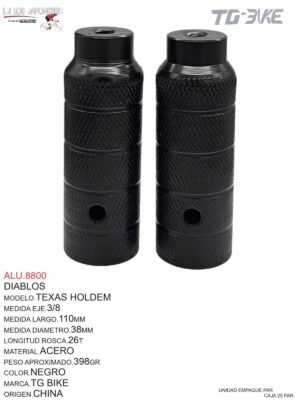 DIABLOS MOD.TEXAS HOLDEM B-06 ACERO NEGRO 38X110MM PAR TG BIKE