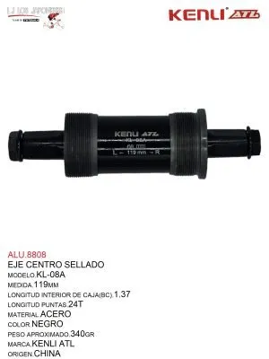 ALU.8808 EJE CENTRO SELLADO 119MM KENLI-ATL KL-08A