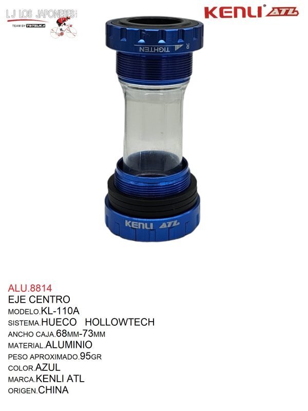 ALU.8814 EJE DE CENTRO HUECO HOLLOWTECH TG BIKE MOD.KL-110A AZUL