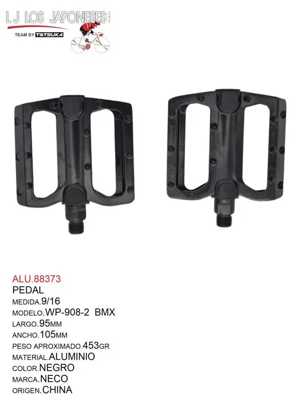 ALU.8837 PEDAL 9/16 MOD.WP-908-2 NEGRO ALUMINIO BMX NECO