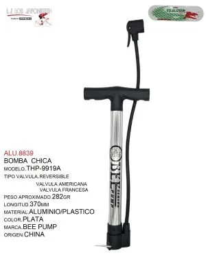 BOMBA  CHICA  REVERSIBLE  modelo THP-9919A MARCA  BEE PUMP  PLATA
