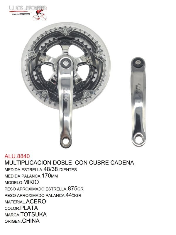 ALU.8840 MULTIPLICACION DOBLE 38/48 ACERO C/C.CADENA CROMADO MIKIO TOTSUKA